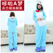 送爪机器猫卡通动物连体，睡衣男女情侣加厚表演万圣节onesies