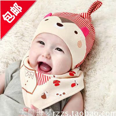 小宝宝头巾帽子纯棉BB婴儿可爱男女婴0-3-6-1