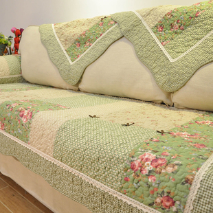 绿色时尚田园全棉布艺，防滑沙发垫子纯棉，四季通用坐垫靠背巾加厚