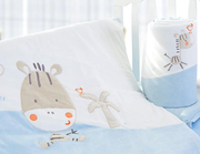 婴儿床床上用品套件宝宝床围被子，可拆洗纯棉，床笠秋冬绒小马