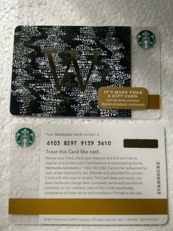 现货星巴克starbucks 美国2014字母w 全新星享卡随行卡限量卡