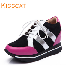 KISSCAT接吻猫 2014新品运动风内增高休闲鞋拼接女鞋D44780-01SA图片