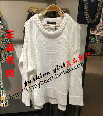 上下架计划:ZARA正品代购 2014秋冬新款女装 韩版圆领孔眼针织衫毛衣1822/805