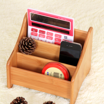 标题优化:竹遥控器收纳架DIY小化妆品盒储物箱桌面整理架首饰盒多层置物架
