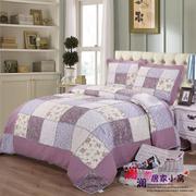 紫色田园欧式拼布纯棉床盖绗缝被水洗被三件套四件套床单被套