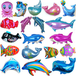 海洋玩具海豚装饰生日派对布置吹气球动物造型充气卡通超大气球