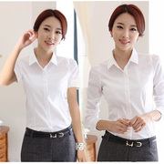 韩版衬衫女长袖棉白衬衫学生，职业女装大码长短袖，白衬衫打底女衬衣