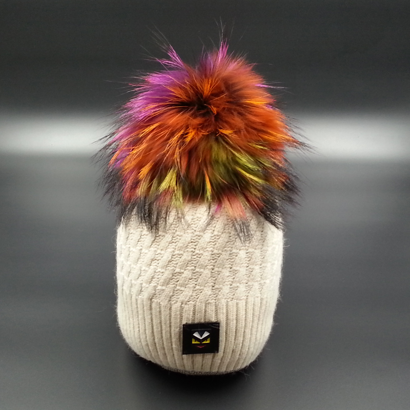 Raccoon fur pompons hats colour Hezi Hair ball Knitted wool cap wool keep warm Millineryin the Accessories/Leather belt/Hat/Muffler , Hat category - from Buy2taobao.com to provide professional Taobao agent buy service