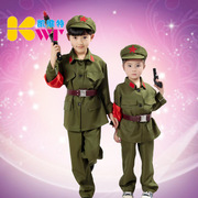 幼儿童小红军服演出服八路军装红卫兵服装抗战解放帽表演服男女童
