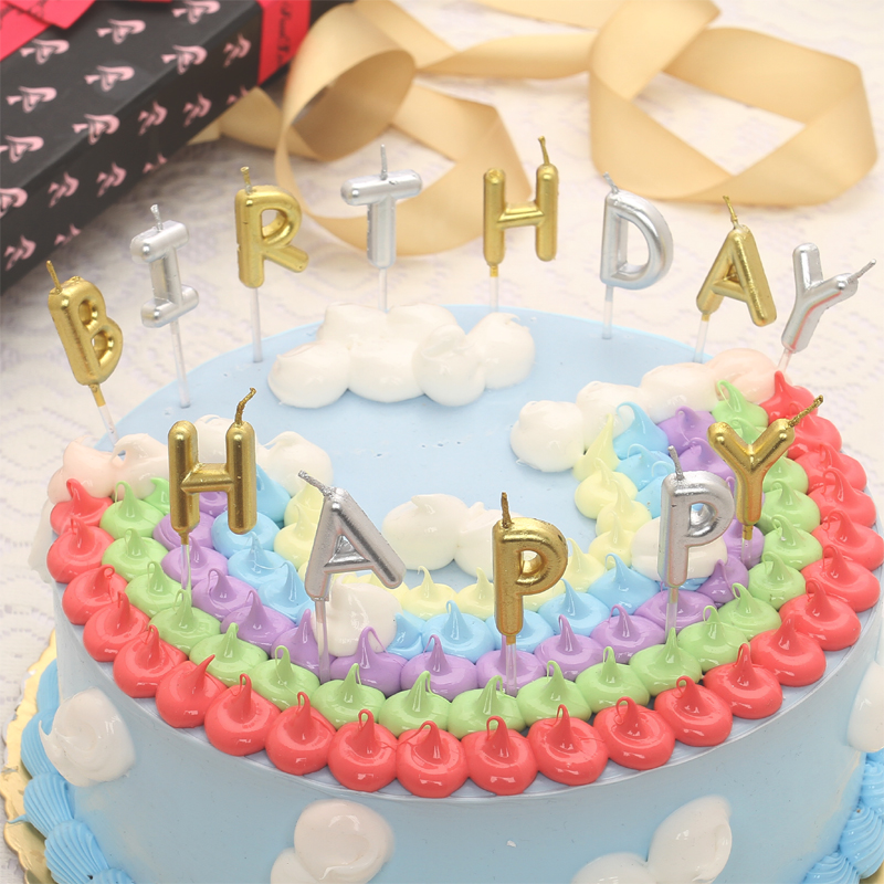 金色HAPPY BIRTHDAY生日快樂字母蠟燭寶寶兒童周歲銀色創意批1發在類目 節慶用品/禮品, 蠟燭中 - 來自Buy2taobao.com提供專業的淘寶代購服務