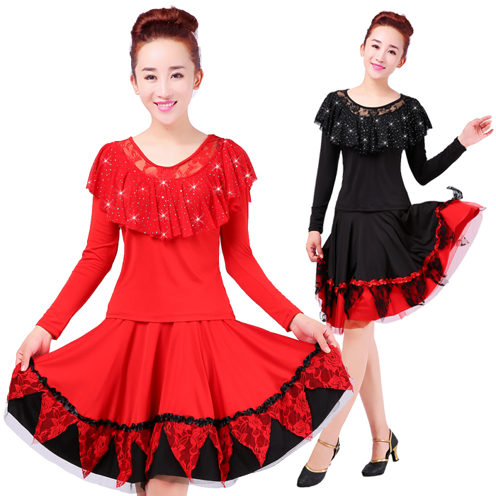 衣梦广场舞长袖套装蕾丝边大摆裙云裳恋衣广场舞服装练功服排舞服