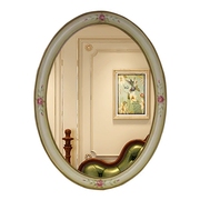 美式乡村化妆镜复古浴室镜玄关装饰镜，地中海彩绘家具梳妆镜子0412