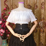 原创夏lolita洋装雪纺，内搭一字领短袖日系罩衫，打底衬衫雪纺衫