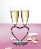redbox结婚礼物纪念日礼物新人喝交杯酒，镀银香槟对杯合一的心