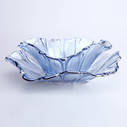 水晶玻璃果盘水蓝色水果盘大号，葵花果盘果碗套装时尚创意
