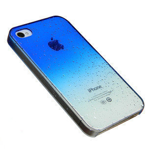 iphone4s手机壳 苹果4超薄水晶透明雨滴外壳 4代渐变色水滴保护套