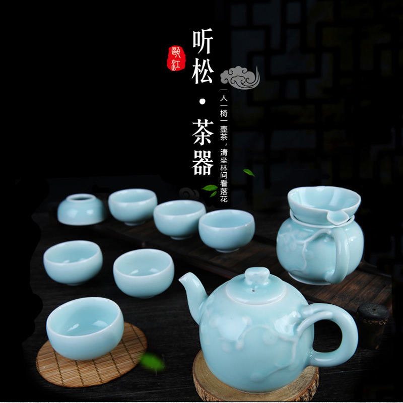 瓯江龙泉青瓷功夫茶具套装家用陶瓷听松壶茶杯全套茶具礼品礼盒装在类目 餐饮具, 茶具, 功夫茶具中 - 来自Buy2taobao.com提供专业的淘宝代购服务