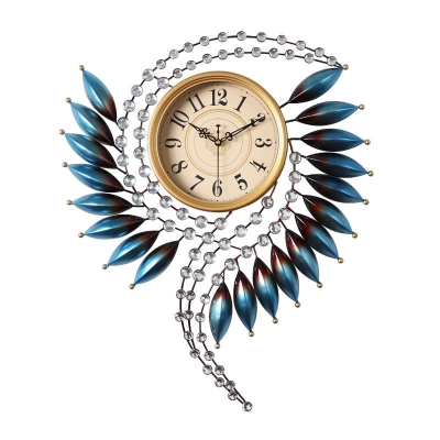 欧式轻奢挂钟客厅家用时钟创意时尚静音个性艺术装饰钟表羽毛挂表