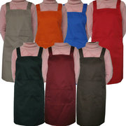 加厚棉布防护围裙工作围裙防污无袖，背带印logo可定制厨房围裙