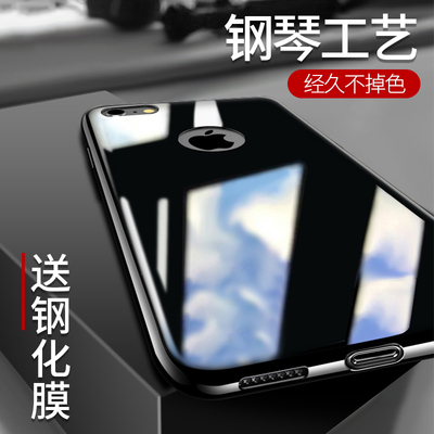 MOBY 苹果6plus手机壳男潮6s套硬壳女防摔iphone7钢琴亮黑超薄套
