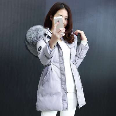 标题优化:2014最潮韩版冬装貉子大毛领连帽修身外套加厚中长款羽绒服 女