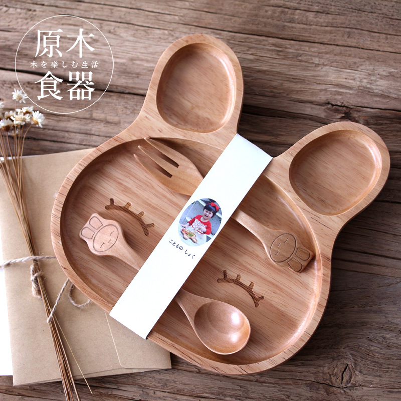 Natural wind Japanese woodiness originality lovely rabbit oak Log children Dinner plate suit Breakfast tray Rice dishin the Tableware , Tea set , Other category - from Buy2taobao.com to provide professional Taobao agent buy service