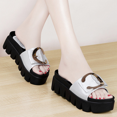 女士拖鞋新款2017春夏季时尚外出凉拖鞋韩版百搭室外厚底个性女鞋