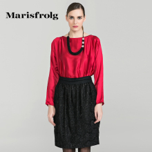 Marisfrolg/玛丝菲尔女装时尚宽松拼接桑蚕丝真丝连衣裙专柜正品图片
