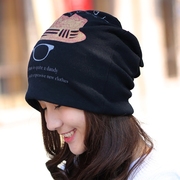 韩版针织毛线帽子女秋冬天套头帽头巾帽潮堆堆帽包头帽保暖月子帽