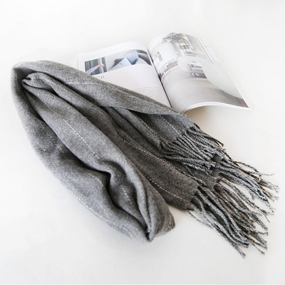 2016秋冬新款百搭条纹流苏仿羊绒围巾女百搭披肩长款保暖韩版围脖