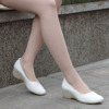 新春夏女护士鞋广场舞真皮工作鞋通勤镂空牛筋底白色坡跟休闲单鞋