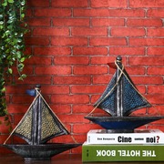 地中海风格复古树脂帆船模型摆件创意家居装饰商务开业工艺品摆设