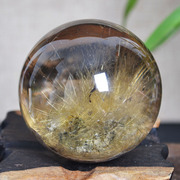 美货天然黄发晶(黄发晶，)水晶球摆件金发晶(金发晶，)风水球摆件聚财63毫米