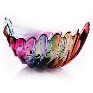 弗莱文茨树叶型欧式玻璃水果盘时尚创意炫彩琉璃干果盘果盆装饰盘