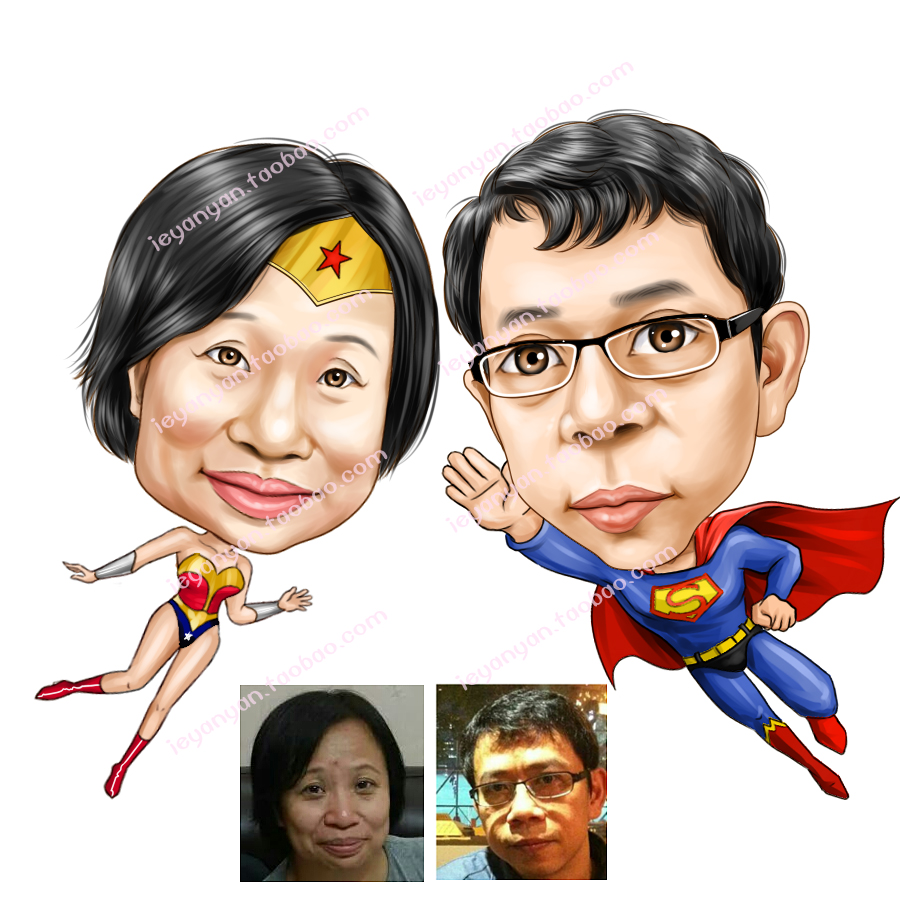 手绘diy萌Q版真人漫画插画设计大头像生日结婚个性创意礼物品在类目 个性定制/设计服务/DIY, 日用/装饰定制, 手绘真人漫画/画类定制中 - 来自Buy2taobao.com提供专业的淘宝代购服务