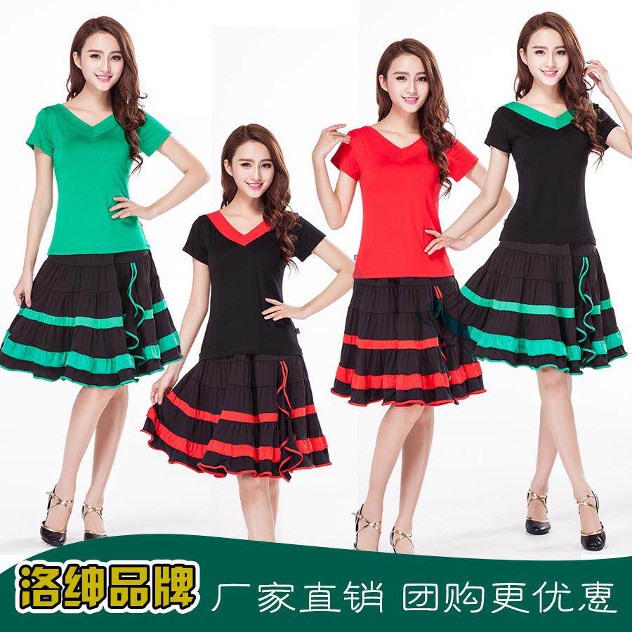 春夏新款广场舞服装套装大码短袖上衣中老年练功服拉丁舞蹈演出服