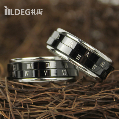 标题优化:韩版男士霸气单身罗马戒指男 个性钛钢食指环尾戒饰品 可刻字定制