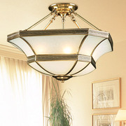 欧式卧室灯创意半吊灯复古 美式矮户型小客厅灯现代简约 全铜灯具