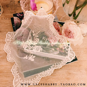 LACESHABBY进口定制白色棉线刺绣碎花蕾丝圆形布艺餐垫杯垫方巾