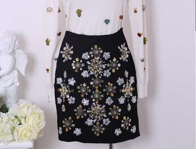 标题优化:韩版女装冬新款菁菁款亮片气质修身时尚百搭包臀半身裙