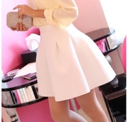 2023女装韩版半身裙，伞裙高腰蓬蓬裙太空棉，白色短裙a字裙