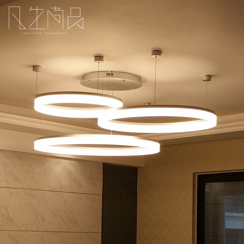 个性LED圆环形吊灯创意现代亚克力极简约客厅