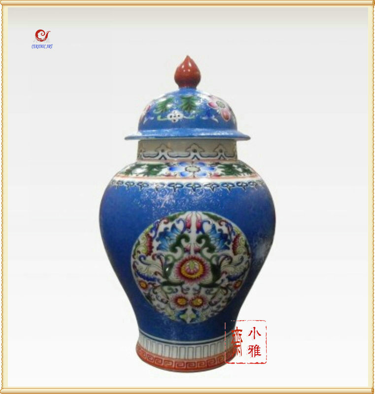 Home Furnishing Jewelry Arts and Crafts Jingdezhen Ceramics Collection Decoration Blue Enamel Pteris trumpet General tankin the Home accessories , Decorative items , Storage tank category - from Buy2taobao.com to provide professional Taobao agent buy service