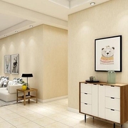 米黄无纺布家用卧室壁纸米色，现代简约客厅，素色米白色环保墙纸
