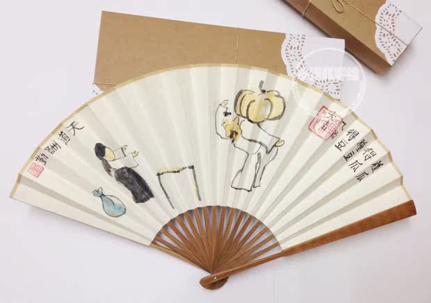 “種瓜得瓜”中國風古代古風水墨技法小品繪畫高檔扇子7寸8寸9寸在類目 居家日用, 扇/迷你風扇/配件/冰墊/冰貼, 扇子中 - 來自Buy2taobao.com提供專業的淘寶代購服務