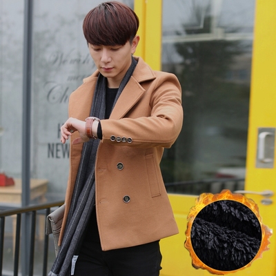 毛呢外套男短款青年中款昵子冬季妮子加厚尼风