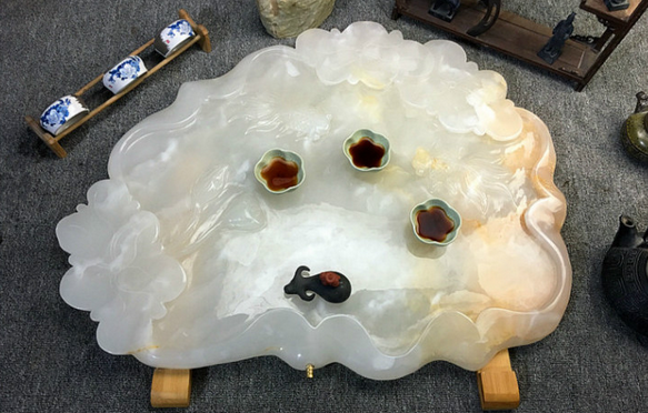 玉石茶盘厂家直销特价大号整块石头天然茶台功夫茶具茶海原生态_价格