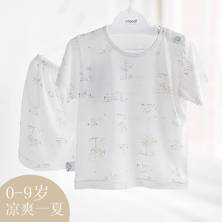 婴儿夏装小素材竹纤维内衣套装宝宝短袖t恤夏薄儿童睡衣男童女童在类目 童装/婴儿装/亲子装, 儿童内衣裤, 内衣套装中 - 来自Buy2taobao.com提供专业的淘宝代购服务
