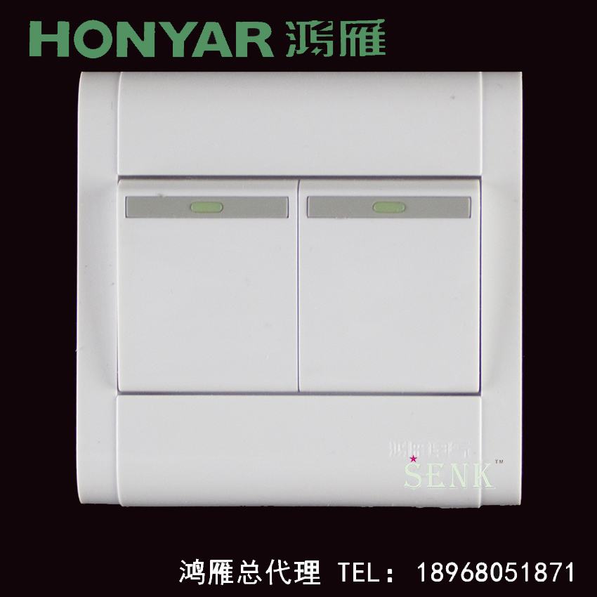 杭州鸿雁开关插座康居系列A86型荧光二开双控二联双联A86K22Y10BN|ruв категории электронный/электрик, переключатель, двойной выключатель - от Buy2taobao.com для оказания профессиональной услуги покупки агента Taobao