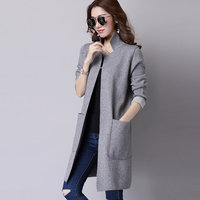 秋冬款女士开衫针织衫韩版中长款休闲西服外套